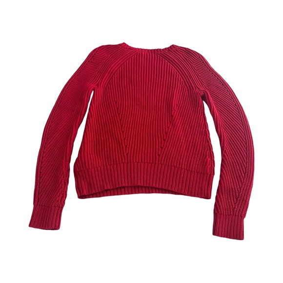 Lauren Ralph Lauren Women's red Chunky Knit Sweater Sz Petite Small Gold Buttons - Picture 2 of 7